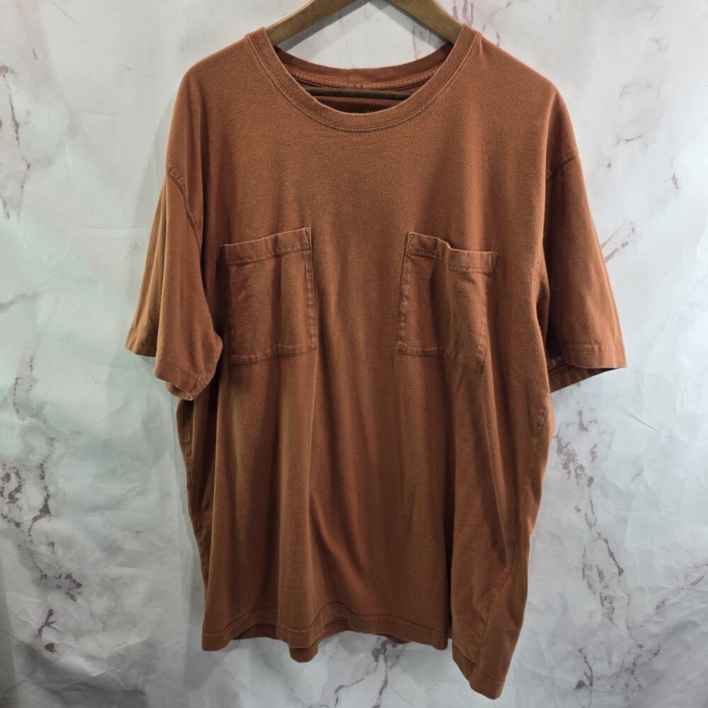 Scandia Woods T Shirt Mens XL Orange Pumpkin Double 2 Pocket Tee Short Sleeve